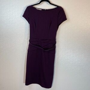PURPLE SHORT SLEEVE AT KNEW LENGTH DRESS